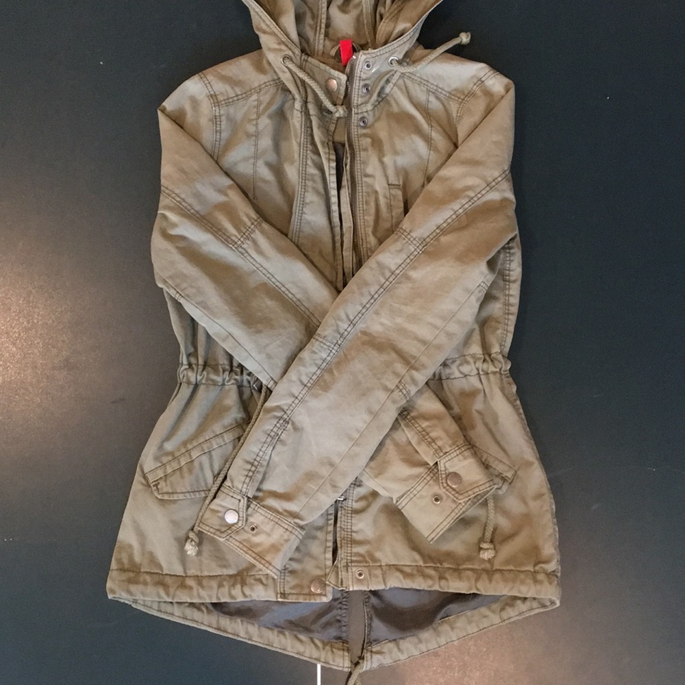 H&M army green rain coat